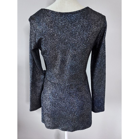 Clara Sun Woo Metallic Speckled Tie Front Long Sleeve Top Size Small - Picture 3 of 7